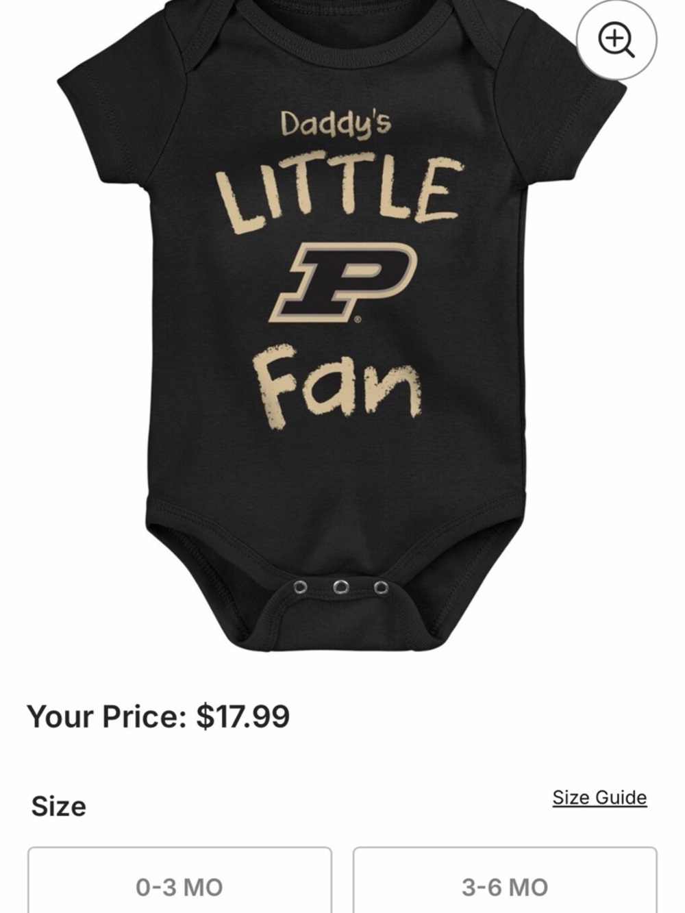 Purdue Boilermakers 0-3M Black Baby One-Piece